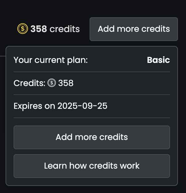 Credit Balance in Dashboard